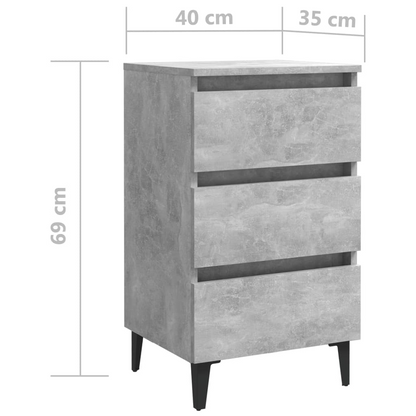 vidaXL Bed Cabinet with Metal Legs in Concrete Grey - 40x35x69 cm | Stylish & Functional Nightstand - BEYRUN