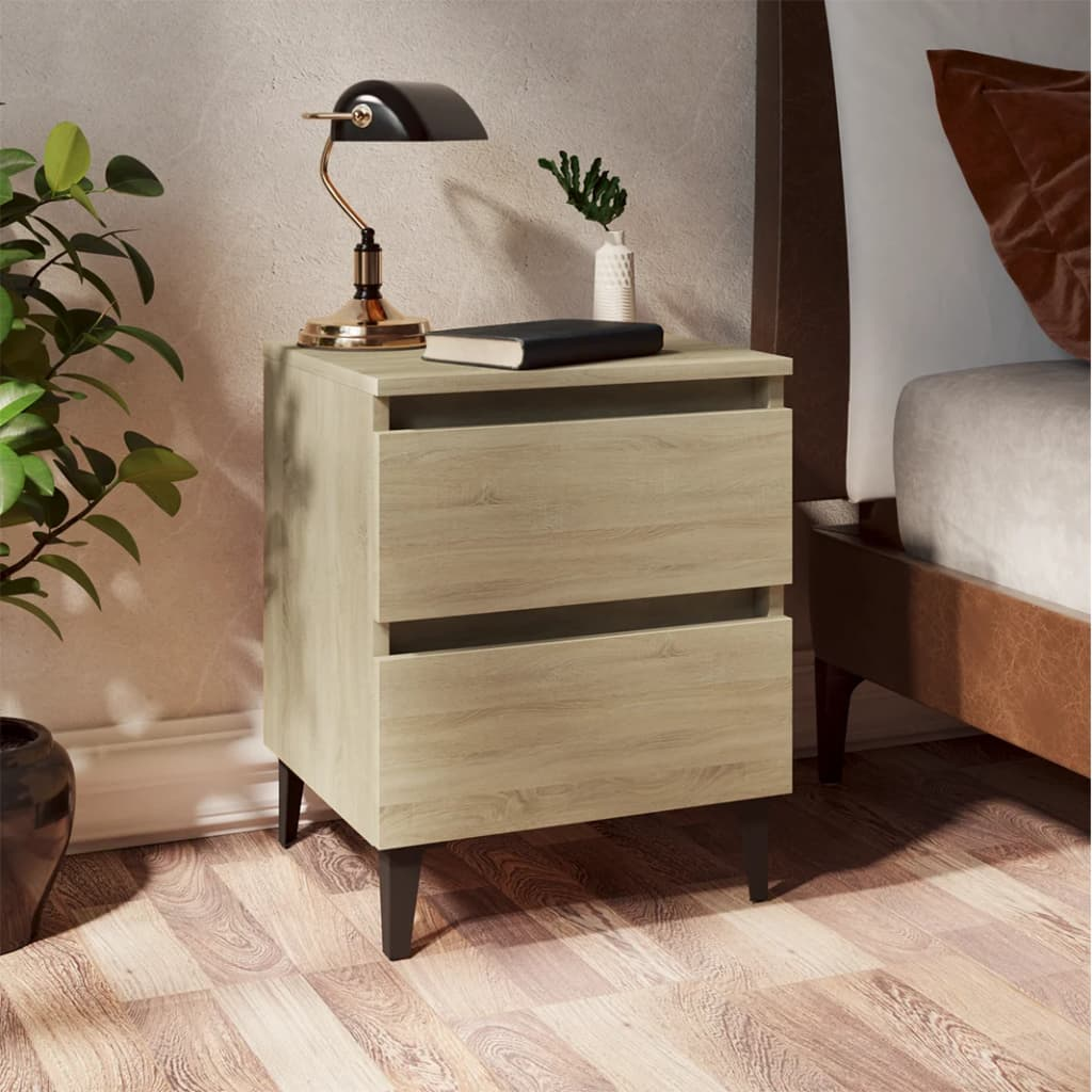 vidaXL Bed Cabinet Sonoma Oak - Engineered Wood Nightstand with Ample Storage, 40x35x50 cm - BEYRUN