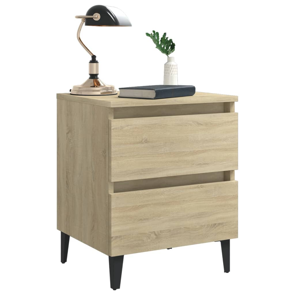 vidaXL Bed Cabinet Sonoma Oak - Engineered Wood Nightstand with Ample Storage, 40x35x50 cm - BEYRUN