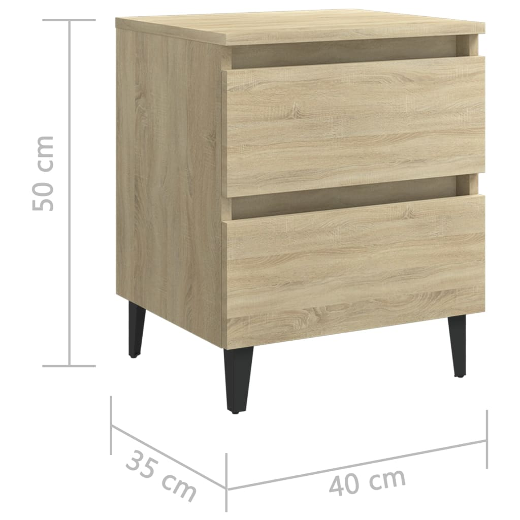 vidaXL Bed Cabinet Sonoma Oak - Engineered Wood Nightstand with Ample Storage, 40x35x50 cm - BEYRUN