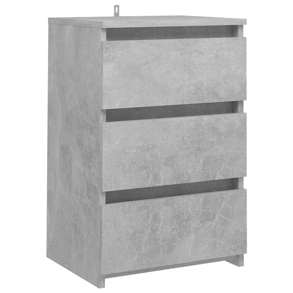 vidaXL Bed Cabinet Concrete Grey - Modern Engineered Wood Nightstand with 3 Drawers, 40x35x62.5 cm - BEYRUN