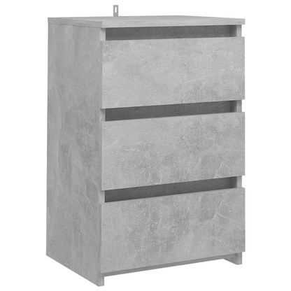 vidaXL Bed Cabinet Concrete Grey - Modern Engineered Wood Nightstand with 3 Drawers, 40x35x62.5 cm - BEYRUN