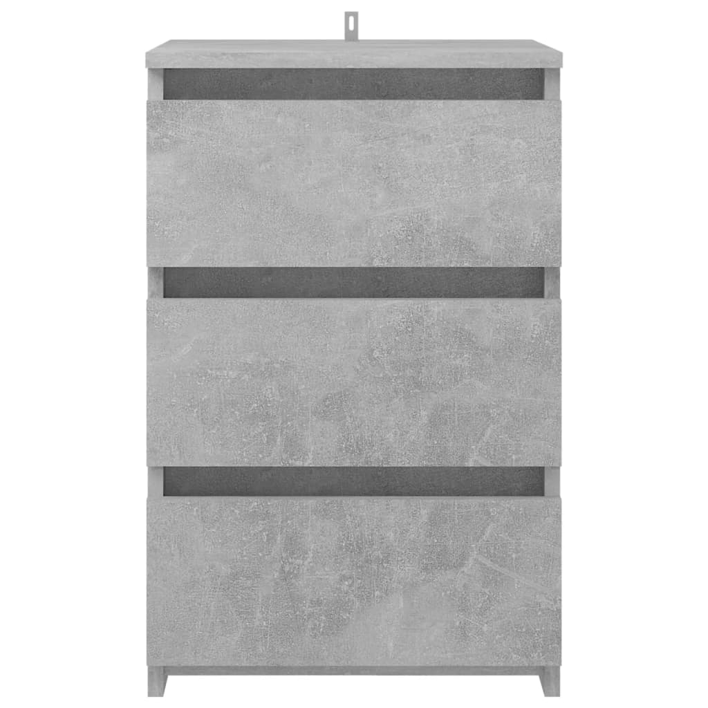 vidaXL Bed Cabinet Concrete Grey - Modern Engineered Wood Nightstand with 3 Drawers, 40x35x62.5 cm - BEYRUN