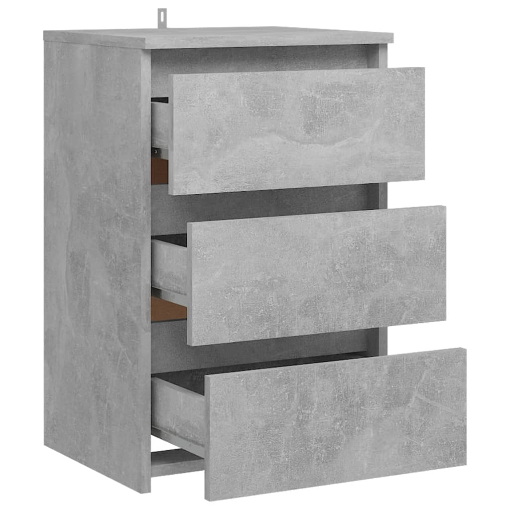 vidaXL Bed Cabinet Concrete Grey - Modern Engineered Wood Nightstand with 3 Drawers, 40x35x62.5 cm - BEYRUN