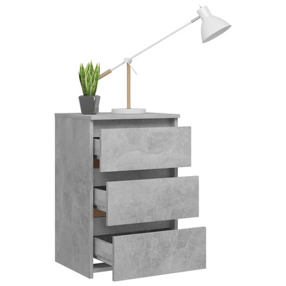 vidaXL Bed Cabinet Concrete Grey - Modern Engineered Wood Nightstand with 3 Drawers, 40x35x62.5 cm - BEYRUN