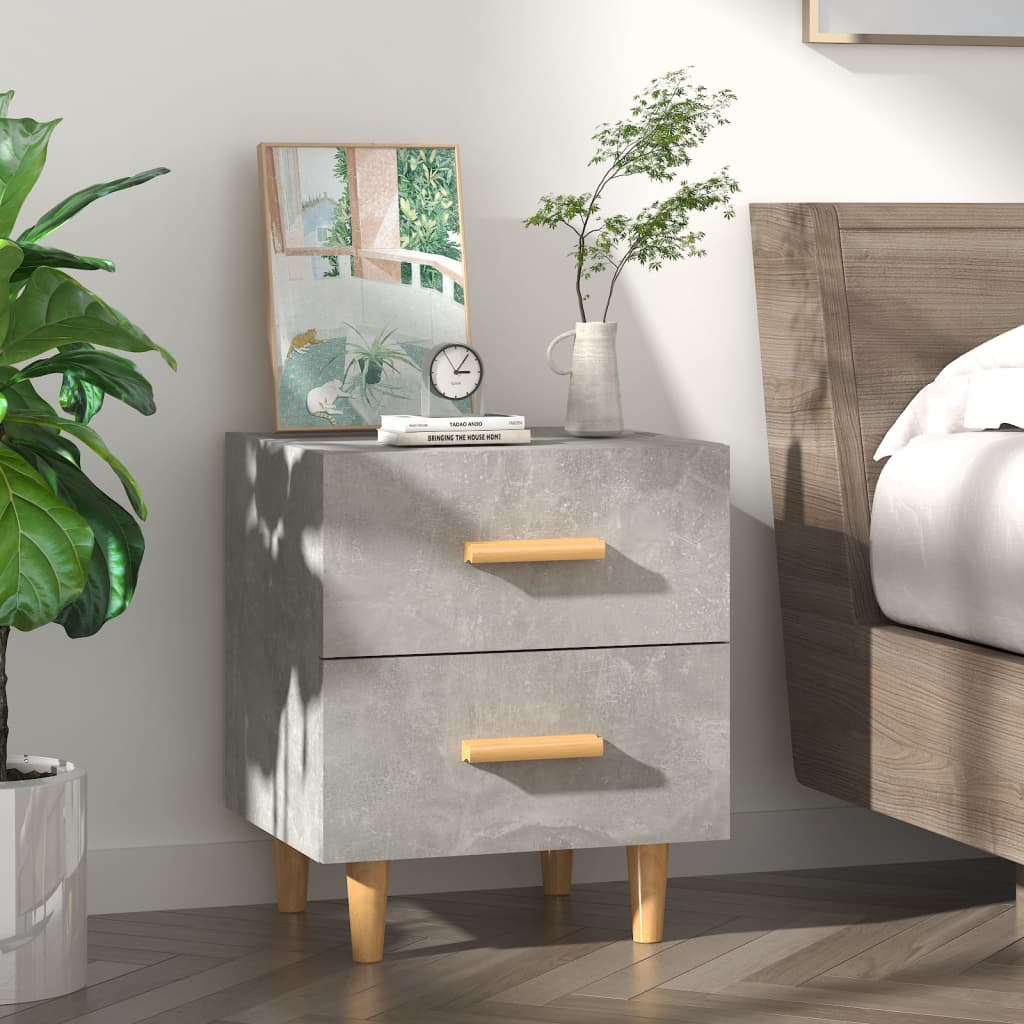 vidaXL Bed Cabinet Concrete Grey 40x35x47.5 cm - Modern Scandinavian Design with Ample Storage - BEYRUN