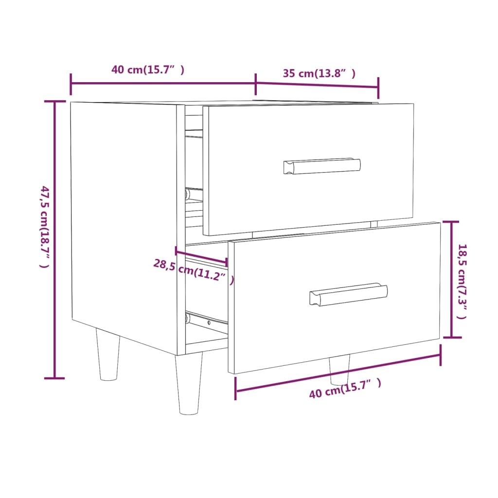 vidaXL Bed Cabinet Concrete Grey 40x35x47.5 cm - Modern Scandinavian Design with Ample Storage - BEYRUN