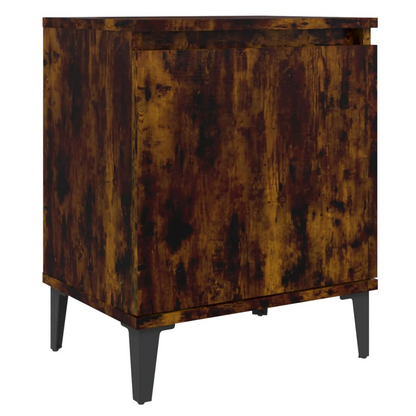 vidaXL Bed Cabinet with Metal Legs, Smoked Oak Finish, 40x30x50 cm - Stylish and Functional Nightstand - BEYRUN