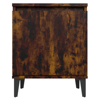 vidaXL Bed Cabinet with Metal Legs, Smoked Oak Finish, 40x30x50 cm - Stylish and Functional Nightstand - BEYRUN