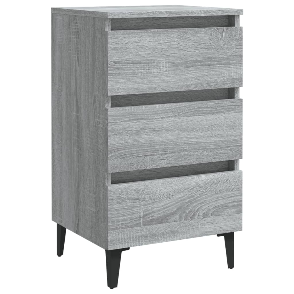 vidaXL Industrial Bedside Cabinet with Metal Legs in Grey Sonoma - 40x35x69 cm - BEYRUN