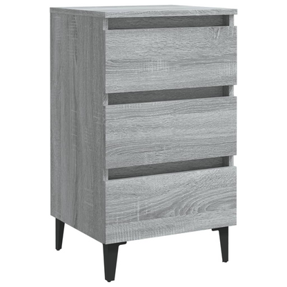 vidaXL Industrial Bedside Cabinet with Metal Legs in Grey Sonoma - 40x35x69 cm - BEYRUN