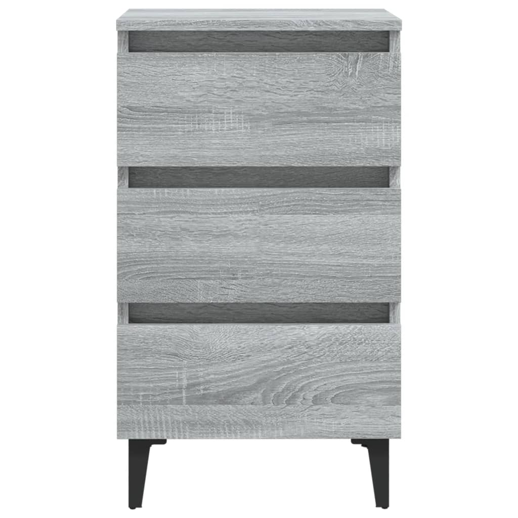 vidaXL Industrial Bedside Cabinet with Metal Legs in Grey Sonoma - 40x35x69 cm - BEYRUN