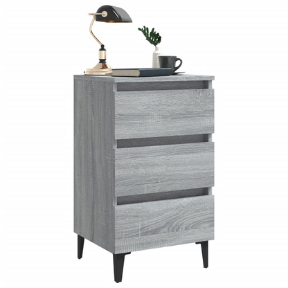 vidaXL Industrial Bedside Cabinet with Metal Legs in Grey Sonoma - 40x35x69 cm - BEYRUN