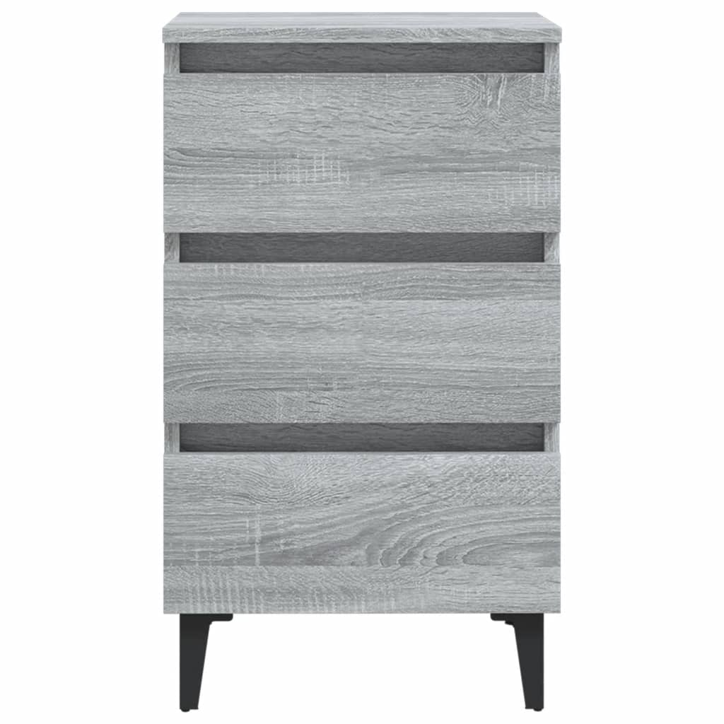 vidaXL Industrial Bedside Cabinet with Metal Legs in Grey Sonoma - 40x35x69 cm - BEYRUN