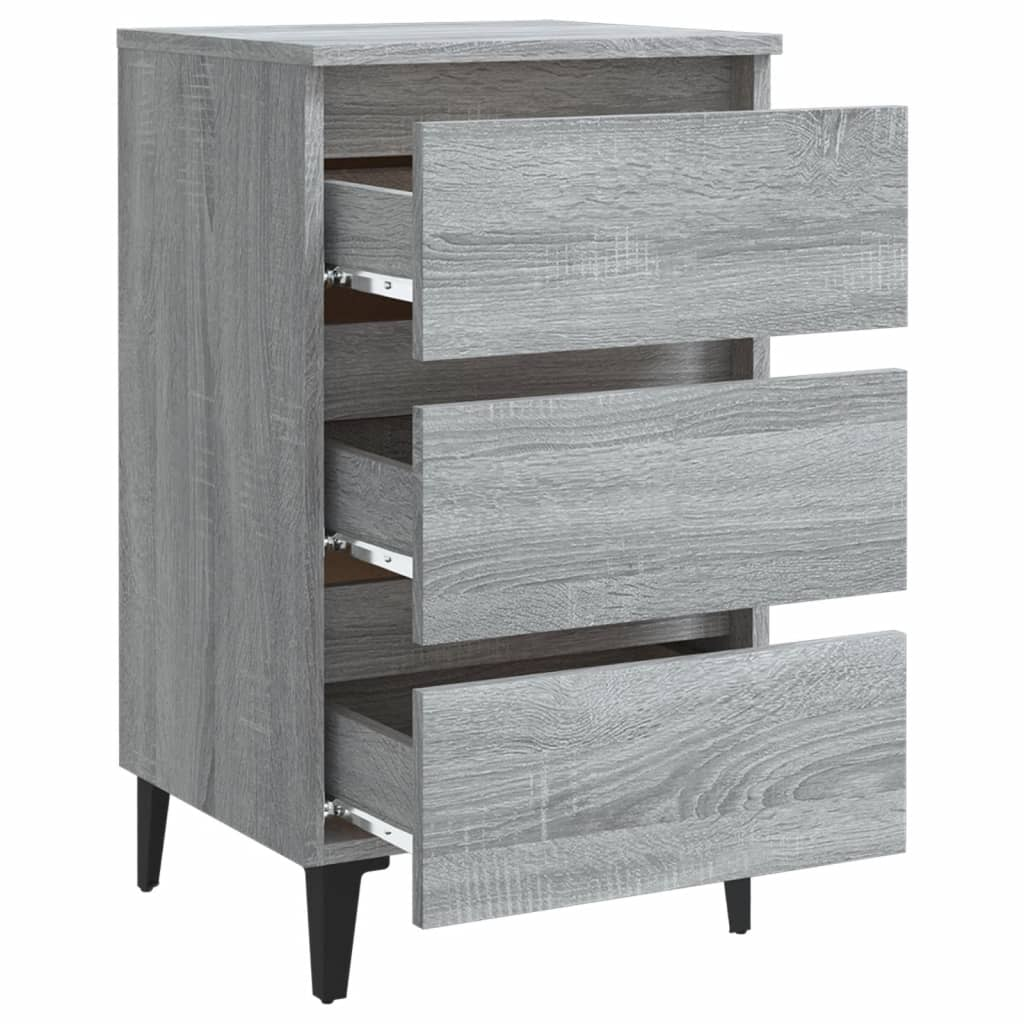 vidaXL Industrial Bedside Cabinet with Metal Legs in Grey Sonoma - 40x35x69 cm - BEYRUN