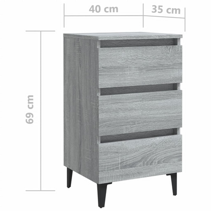 vidaXL Industrial Bedside Cabinet with Metal Legs in Grey Sonoma - 40x35x69 cm - BEYRUN