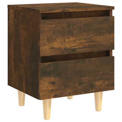 vidaXL Bed Cabinets with Solid Wood Legs - 2 pcs in Smoked Oak 40x35x50 cm | Stylish & Functional Nightstands - BEYRUN