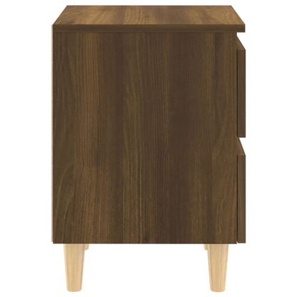 vidaXL Bed Cabinet with Solid Wood Legs in Brown Oak | 40x35x50 cm | Elegant Scandinavian Nightstand - BEYRUN