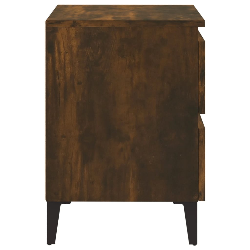 vidaXL Bed Cabinet with Metal Legs in Smoked Oak - 40x35x50 cm | Stylish & Practical Nightstand - BEYRUN