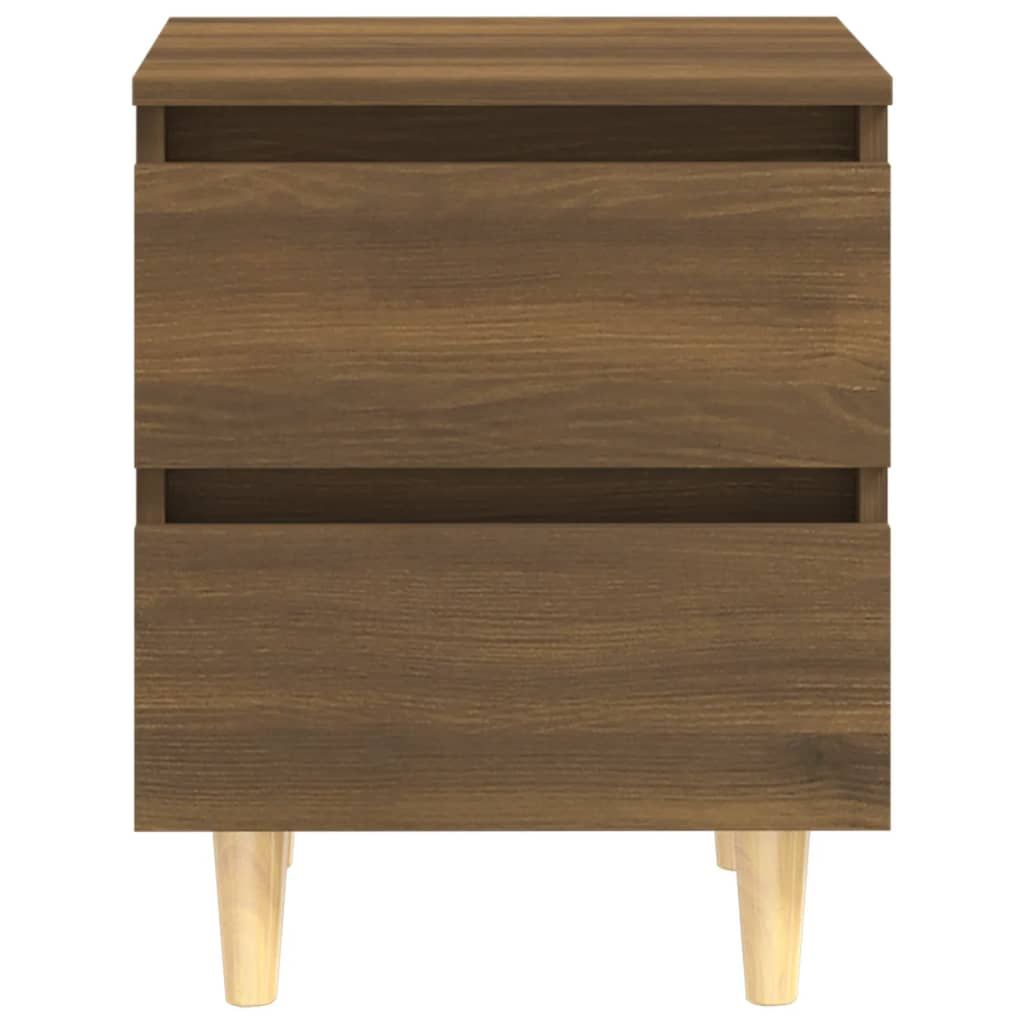 vidaXL Bed Cabinets with Solid Wood Legs - Set of 2, Brown Oak Finish, 40x35x50 cm - BEYRUN