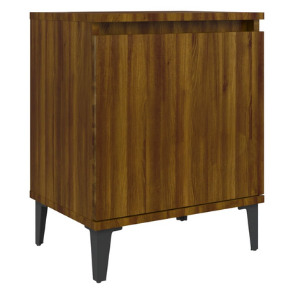 vidaXL Bed Cabinet with Metal Legs - Brown Oak, 40x30x50 cm - BEYRUN