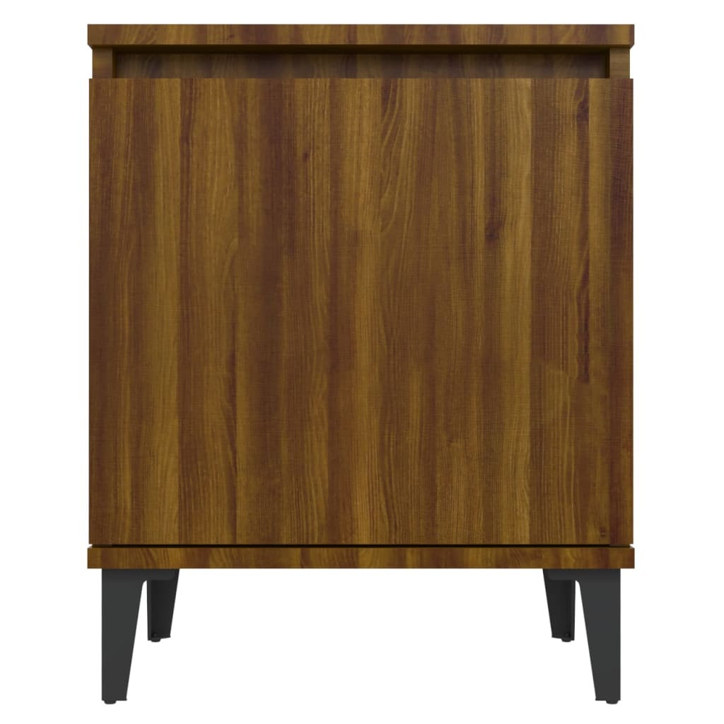 vidaXL Bed Cabinet with Metal Legs - Brown Oak, 40x30x50 cm - BEYRUN