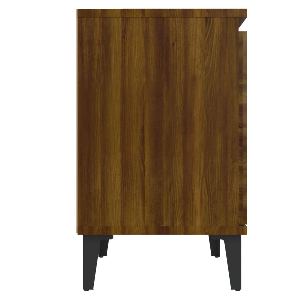 vidaXL Bed Cabinet with Metal Legs - Brown Oak, 40x30x50 cm - BEYRUN