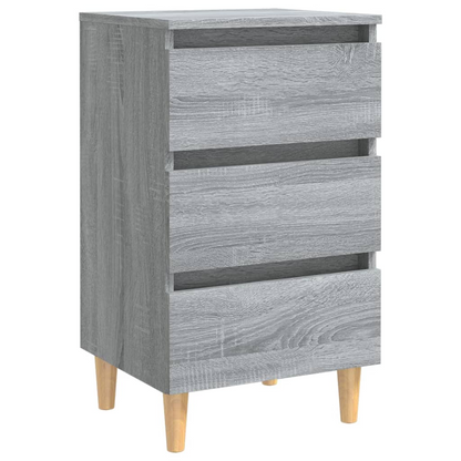 vidaXL Bed Cabinet with Solid Wood Legs – Grey Sonoma, 40x35x69 cm – Stylish & Functional Nightstand - BEYRUN