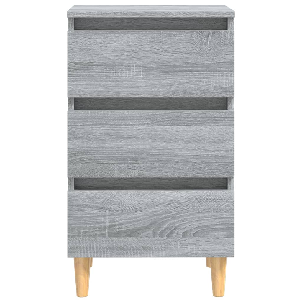 vidaXL Bed Cabinet with Solid Wood Legs – Grey Sonoma, 40x35x69 cm – Stylish & Functional Nightstand - BEYRUN