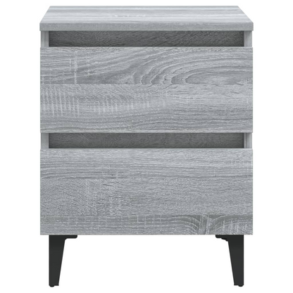 vidaXL Bedside Table with Metal Legs, Grey Sonoma, 40x35x50 cm - Modern Nightstand with 2 Drawers - BEYRUN