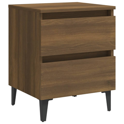 vidaXL Bed Cabinet with Metal Legs - Elegant Brown Oak Finish, 40x35x50 cm - BEYRUN