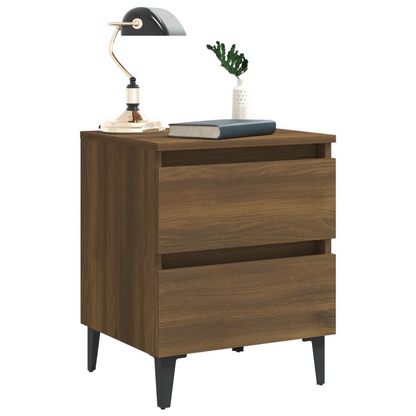 vidaXL Bed Cabinet with Metal Legs - Elegant Brown Oak Finish, 40x35x50 cm - BEYRUN