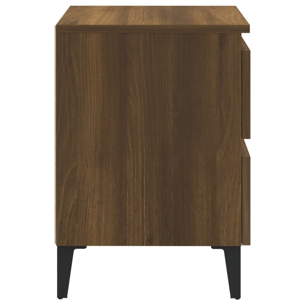 vidaXL Bed Cabinet with Metal Legs - Elegant Brown Oak Finish, 40x35x50 cm - BEYRUN