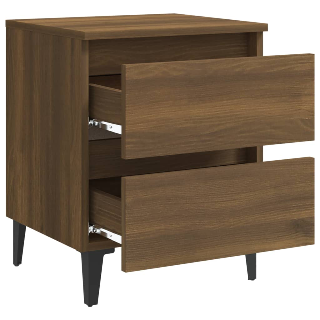 vidaXL Bed Cabinet with Metal Legs - Elegant Brown Oak Finish, 40x35x50 cm - BEYRUN