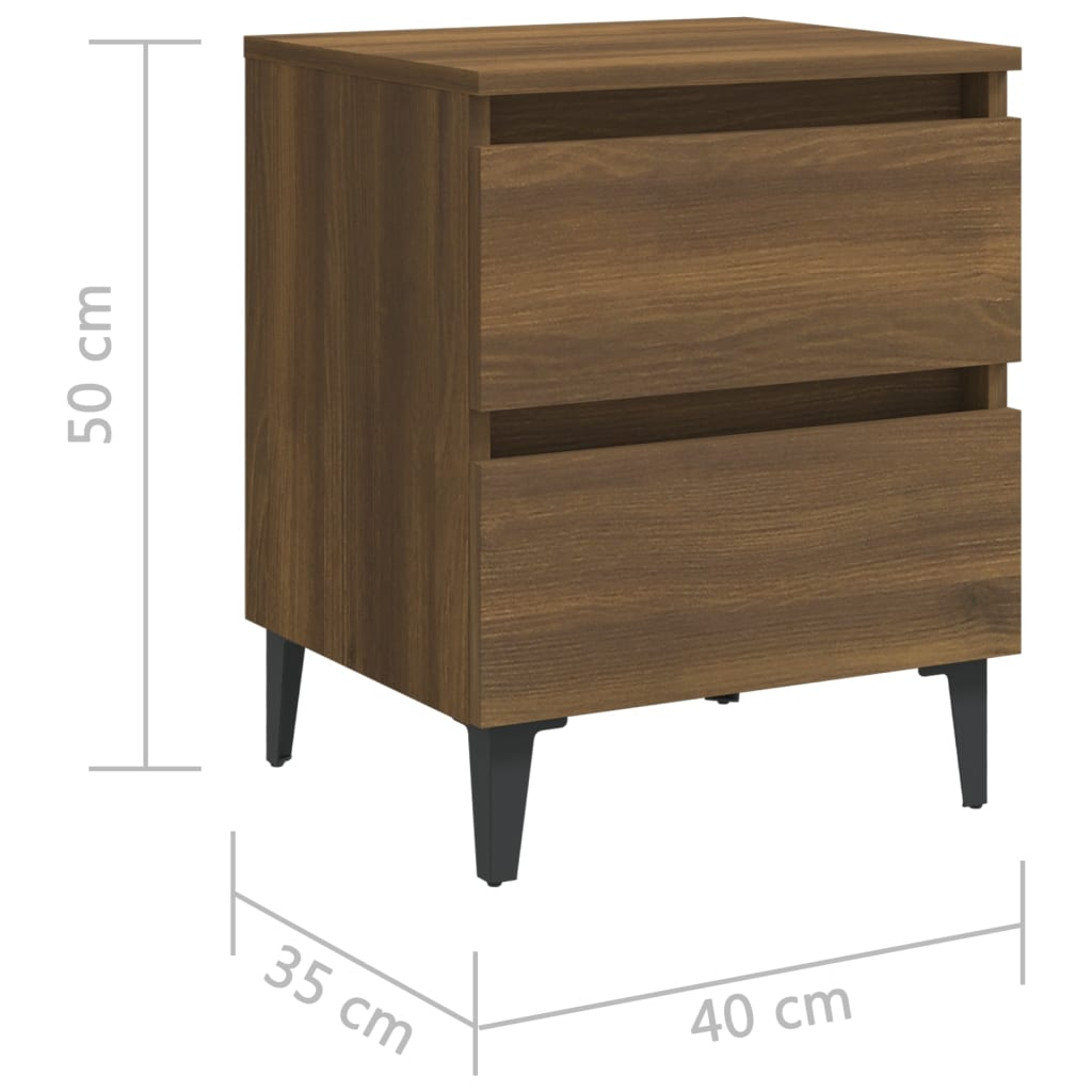 vidaXL Bed Cabinet with Metal Legs - Elegant Brown Oak Finish, 40x35x50 cm - BEYRUN