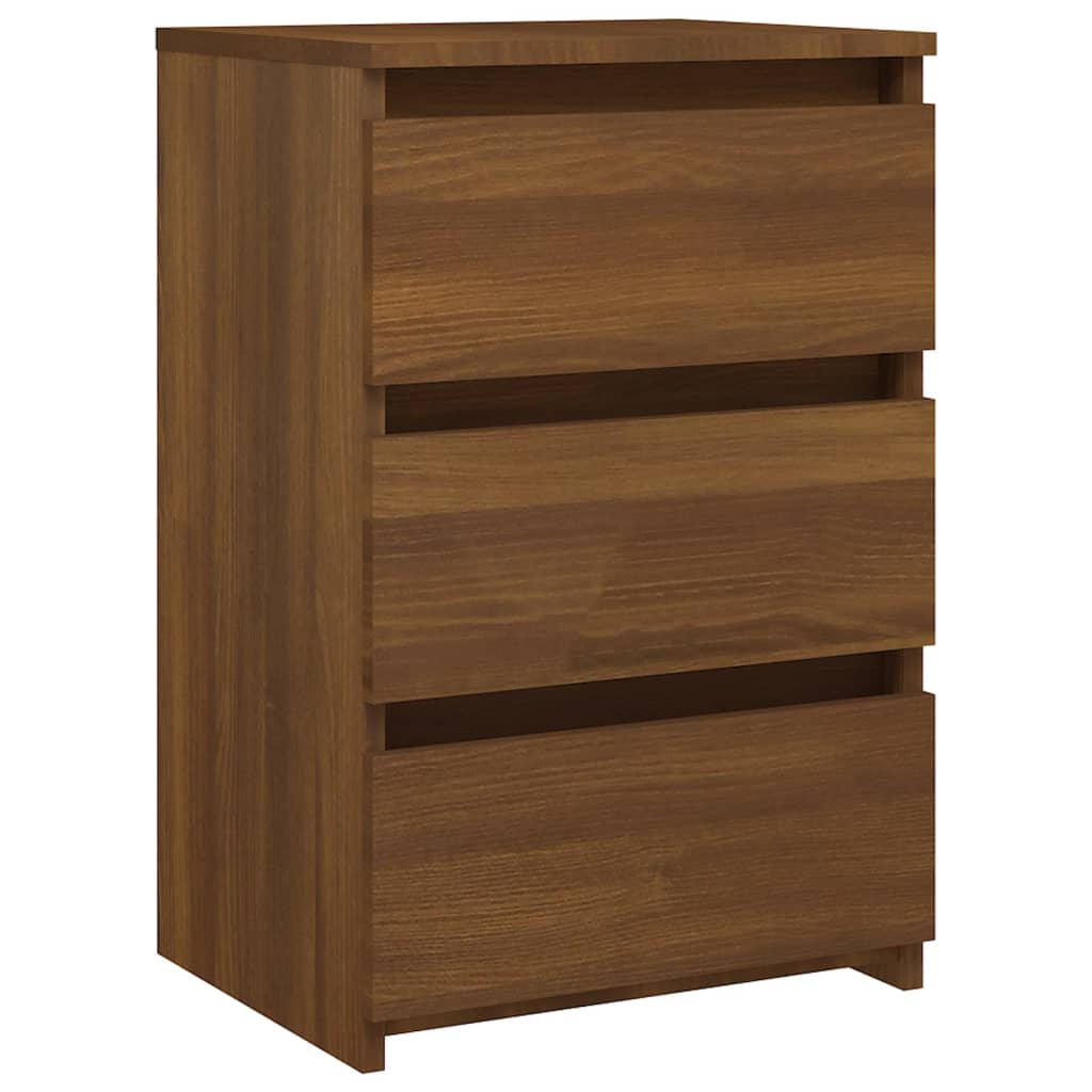 vidaXL Bed Cabinet in Brown Oak - 40x35x62.5 cm | Engineered Wood Nightstand with 3 Drawers - BEYRUN