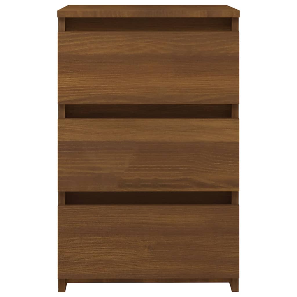 vidaXL Bed Cabinet in Brown Oak - 40x35x62.5 cm | Engineered Wood Nightstand with 3 Drawers - BEYRUN