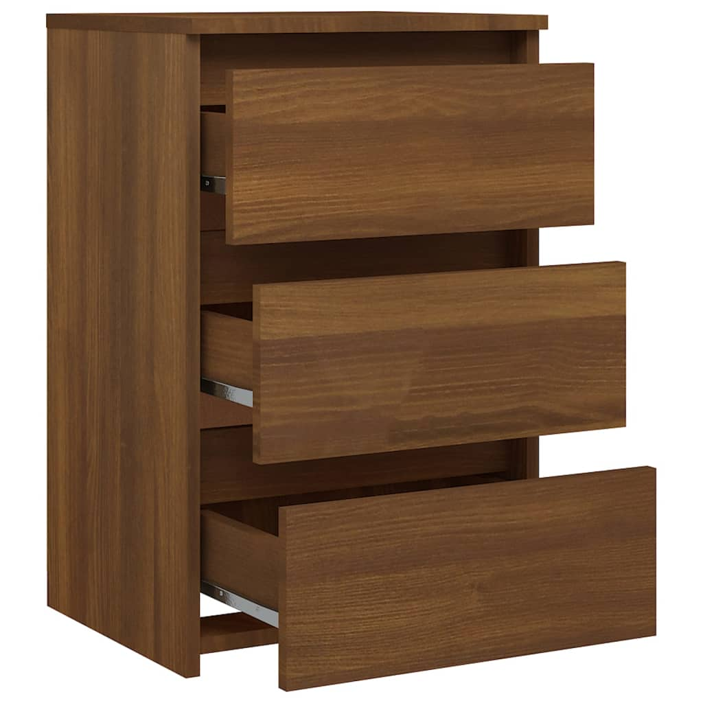 vidaXL Bed Cabinet in Brown Oak - 40x35x62.5 cm | Engineered Wood Nightstand with 3 Drawers - BEYRUN