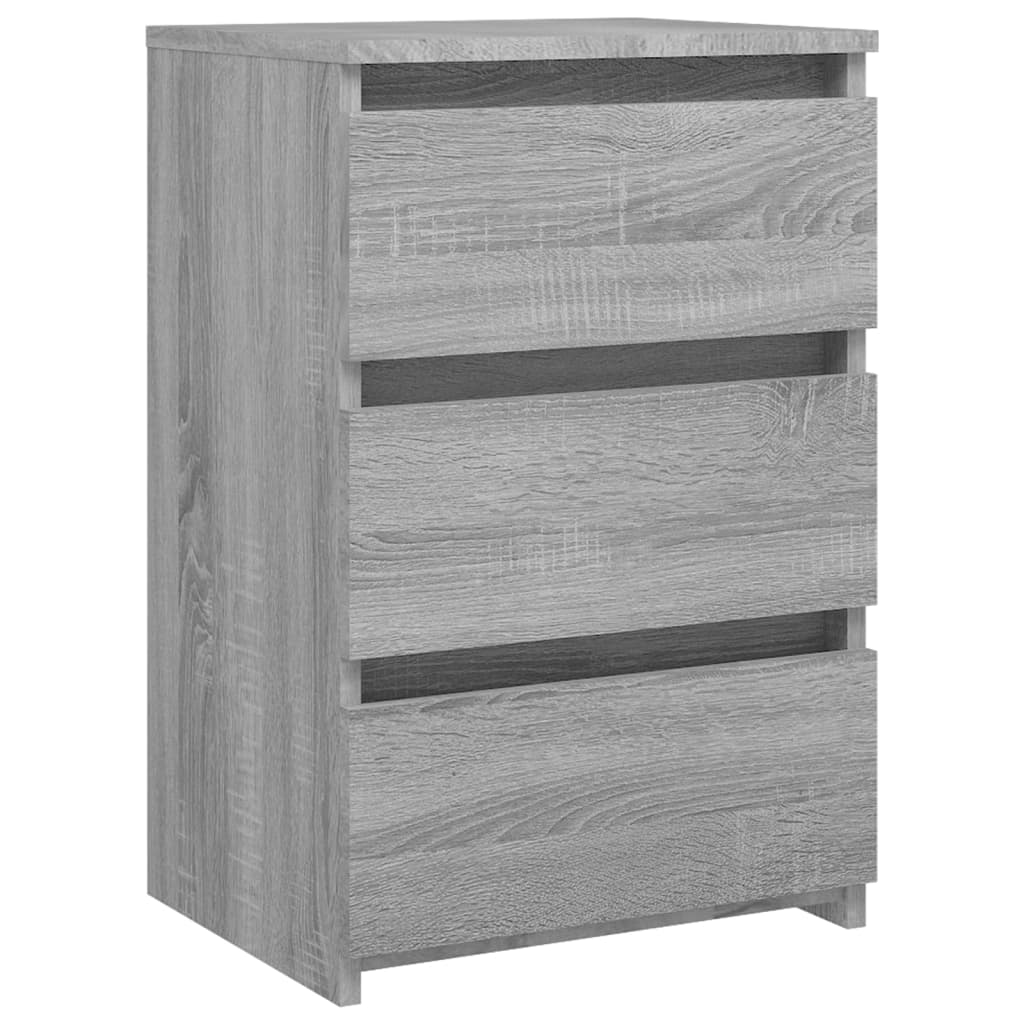 vidaXL Grey Sonoma Bed Cabinet | 3-Drawer Nightstand | 40x35x62.5 cm Engineered Wood - BEYRUN