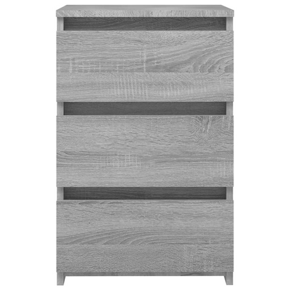 vidaXL Grey Sonoma Bed Cabinet | 3-Drawer Nightstand | 40x35x62.5 cm Engineered Wood - BEYRUN