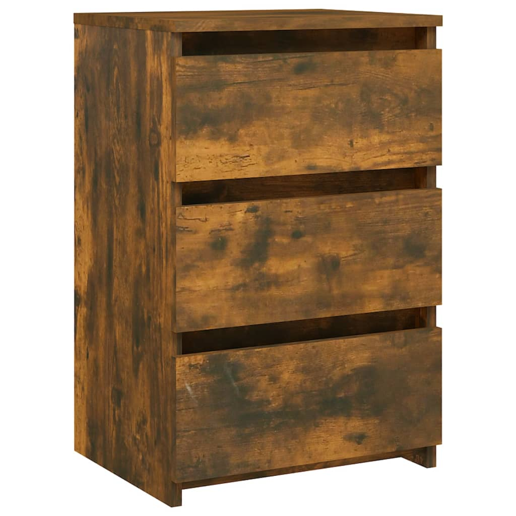 vidaXL Bed Cabinet Smoked Oak 40x35x62.5 cm - Stylish & Practical Engineered Wood Nightstand - BEYRUN