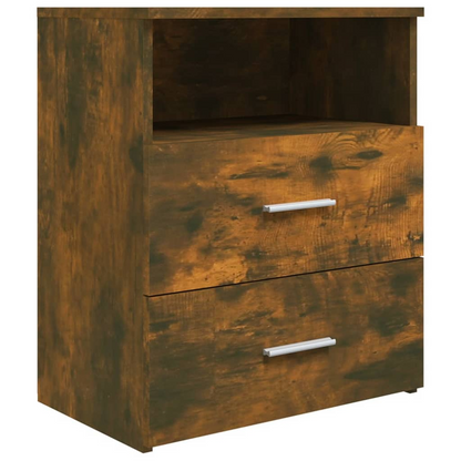 vidaXL Bed Cabinet in Smoked Oak - Stylish and Functional Bedside Storage 50x32x60 cm - BEYRUN