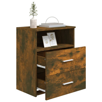 vidaXL Bed Cabinet in Smoked Oak - Stylish and Functional Bedside Storage 50x32x60 cm - BEYRUN