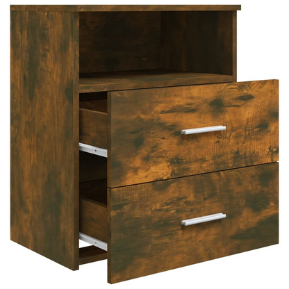 vidaXL Bed Cabinet in Smoked Oak - Stylish and Functional Bedside Storage 50x32x60 cm - BEYRUN