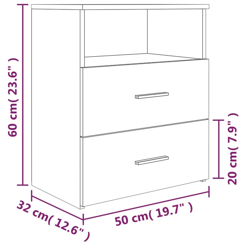 vidaXL Bed Cabinet in Smoked Oak - Stylish and Functional Bedside Storage 50x32x60 cm - BEYRUN