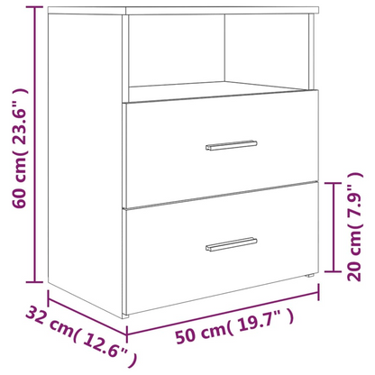 vidaXL Bed Cabinet in Smoked Oak - Stylish and Functional Bedside Storage 50x32x60 cm - BEYRUN