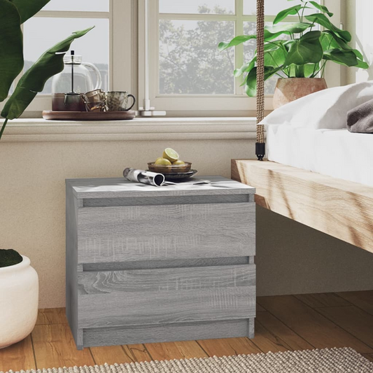 vidaXL Bed Cabinet Grey Sonoma | Engineered Wood Nightstand 50x39x43.5 cm - BEYRUN