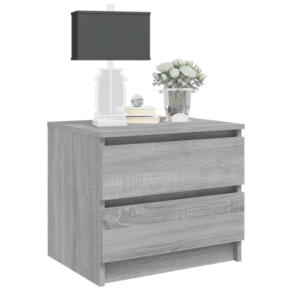 vidaXL Bed Cabinet Grey Sonoma | Engineered Wood Nightstand 50x39x43.5 cm - BEYRUN