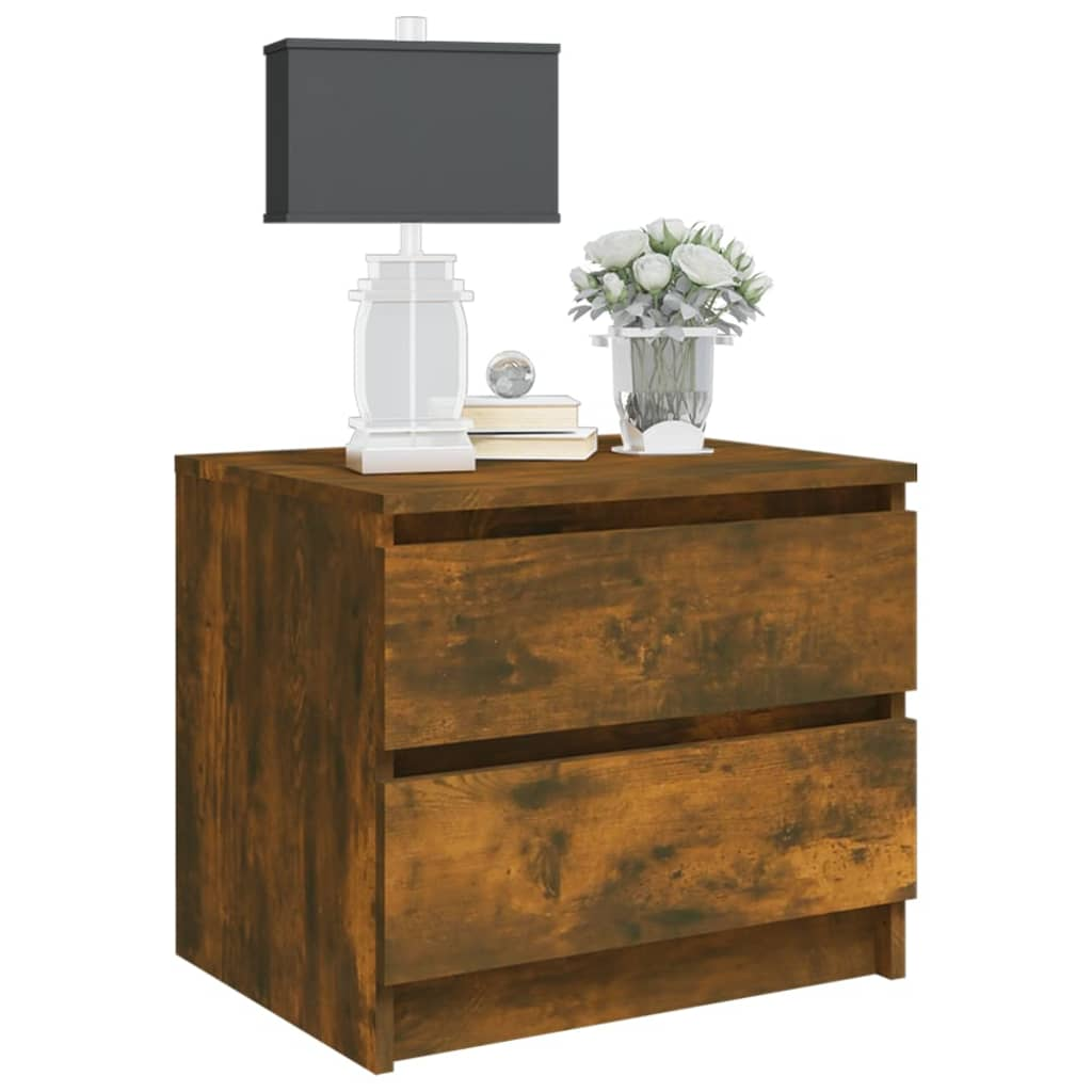 vidaXL Bed Cabinet Smoked Oak - 50x39x43.5 cm - Engineered Wood Nightstand - BEYRUN