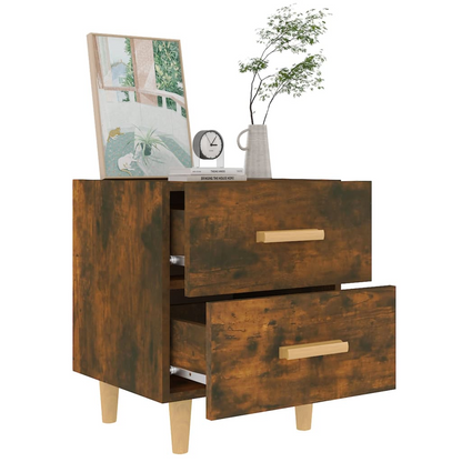 vidaXL Bed Cabinet in Smoked Oak - 40x35x47.5 cm | Stylish Scandinavian Charm & Ample Storage - BEYRUN